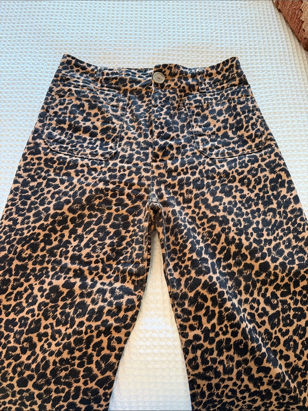 Maeve Leopard Print High-Rise Jeans - Brown/Black